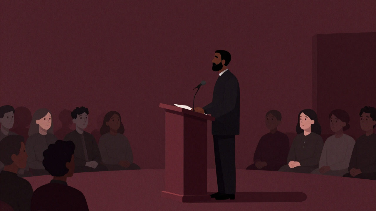 An image of a preacher passionately speaking before a congregation.