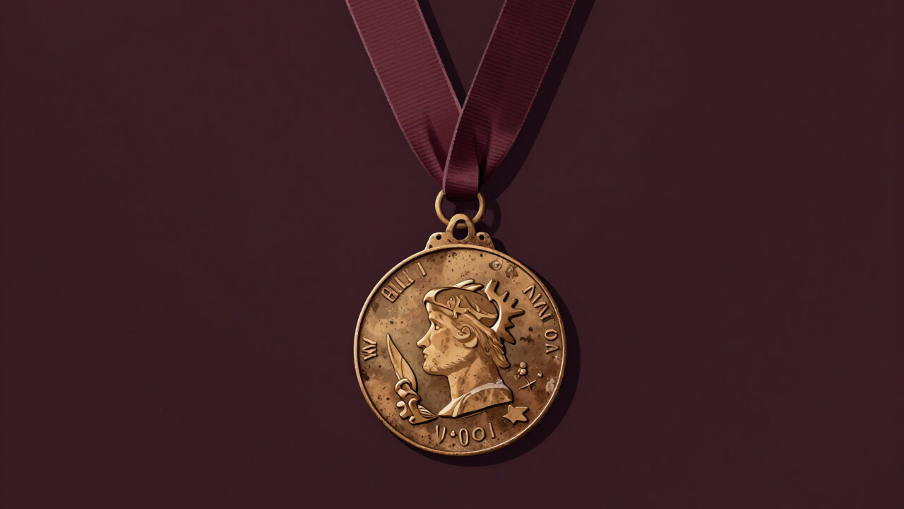 A dusty old medal glinting dimly