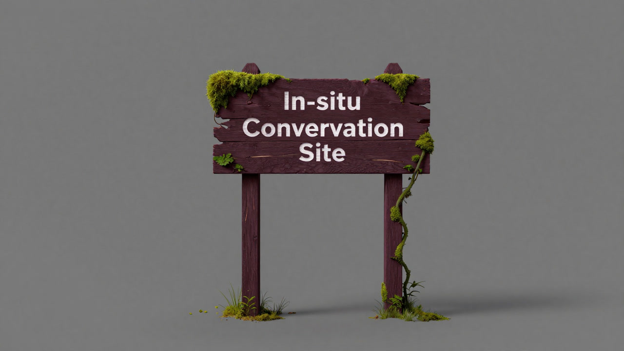 自然の中でなんとなく目立たず放置されながら、苔むした看板がひっそりと佇む画像