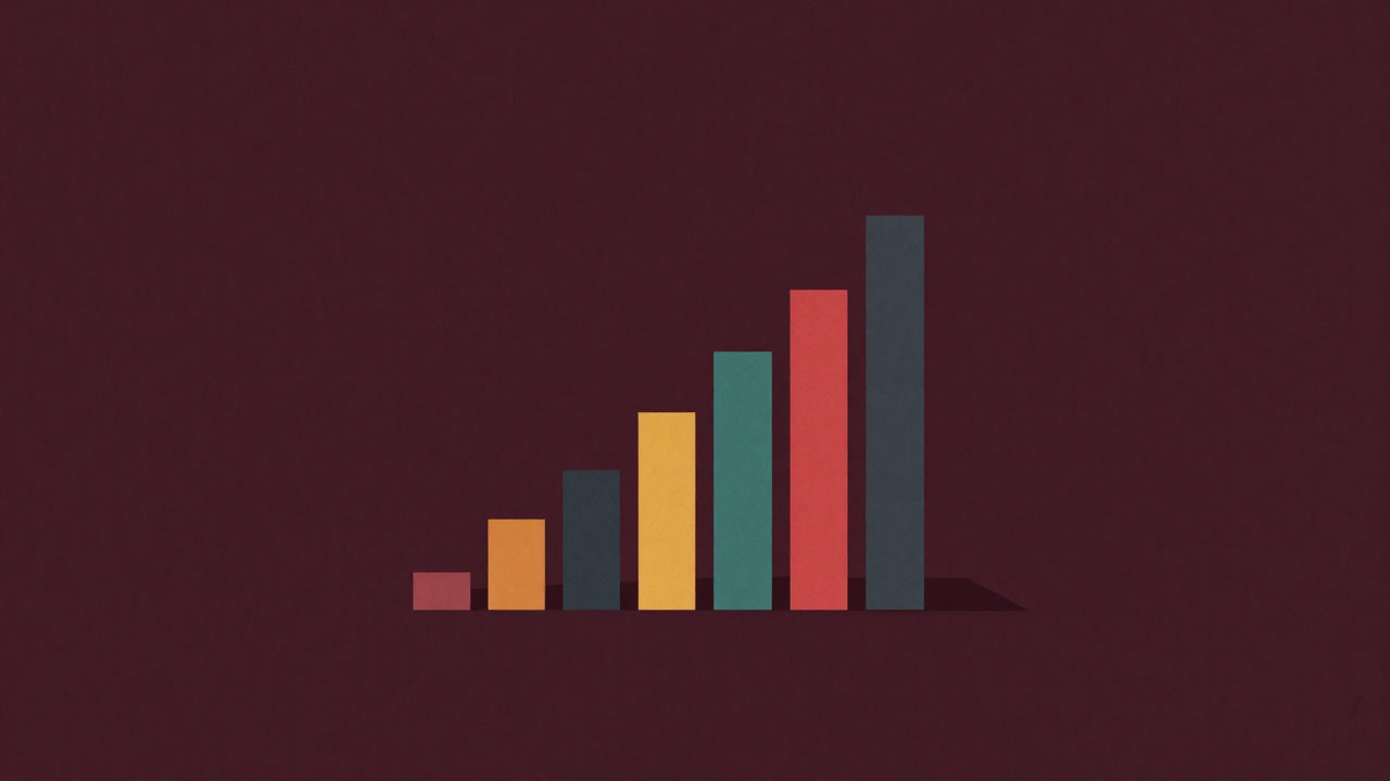 カラフルな棒グラフが歪み、中央でポートフォリオが無理矢理入れ替えられる皮肉なイラスト