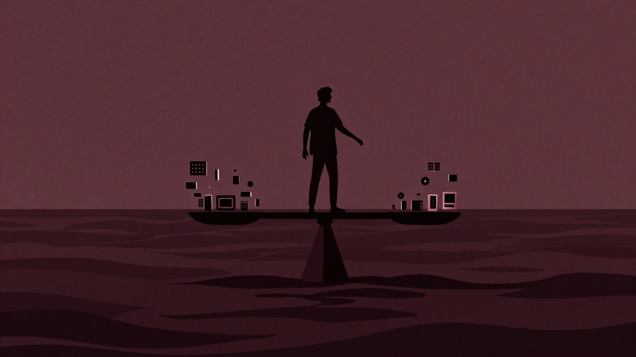 Silhouette of a figure weighing fragments of observational data on a scale while proudly proclaiming a grand theory.