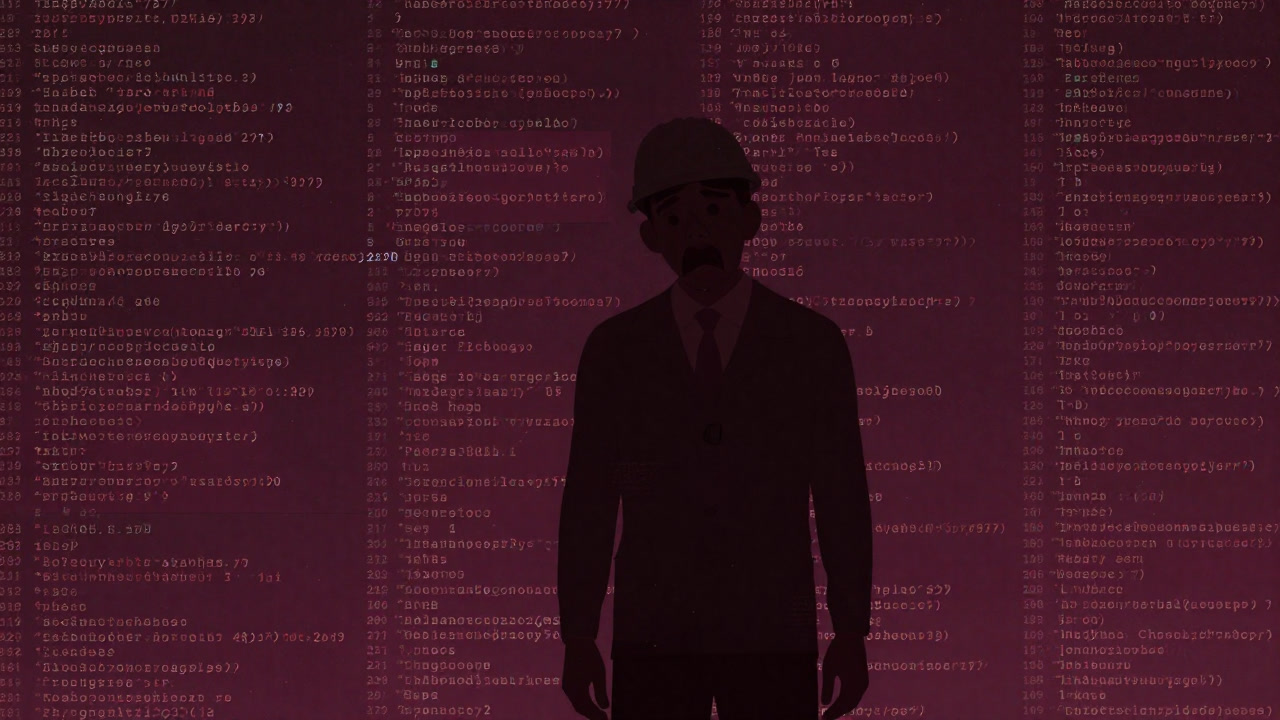 Silhouette of an engineer staring in dismay at endless YAML code