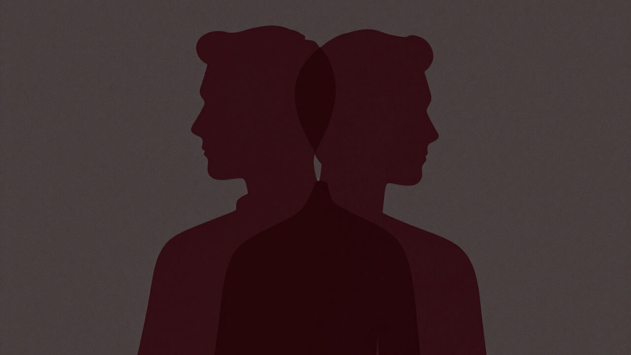 An abstract illustration of two shadows overlapping, yet each silhouette appears distorted.