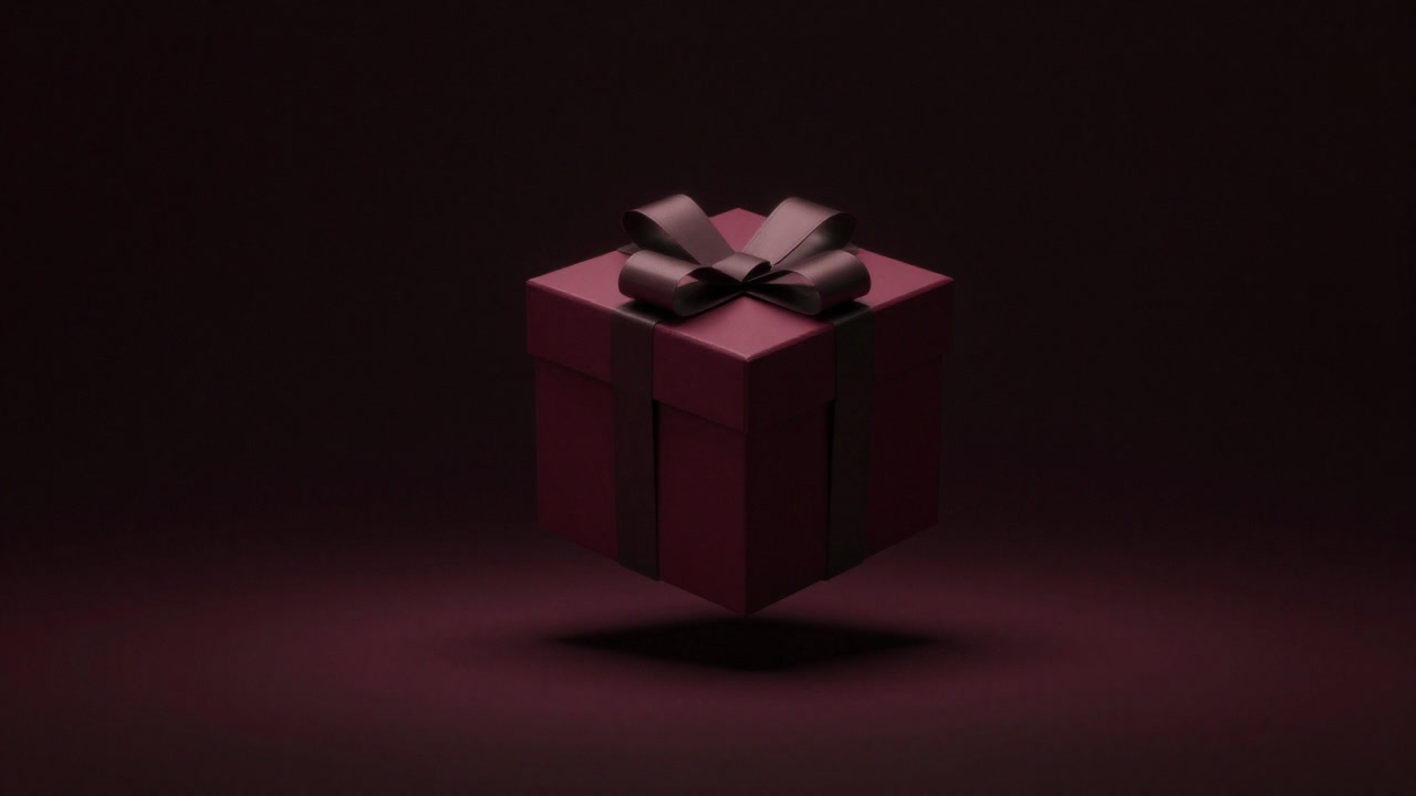 An image of a mysterious gift box illuminated in darkness, floating