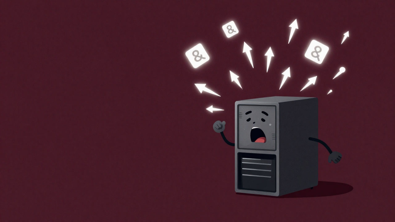 Illustration of an anthropomorphic server screaming under a barrage of requests like arrows