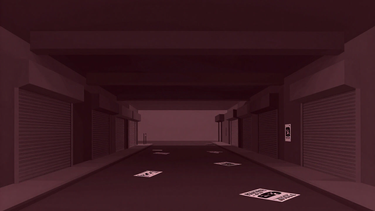 飼い殺しのシャッター通りを見下ろす高架下の画像