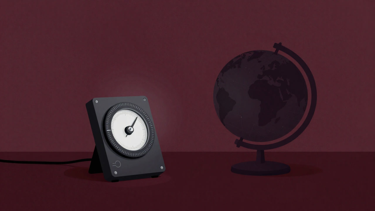 Illustration of a magnetometer glowing beside a globe in darkness
