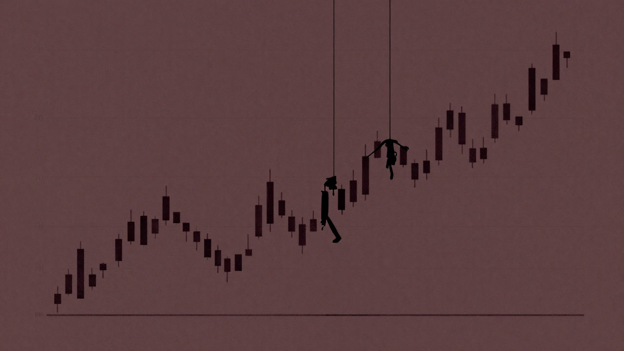 Illustration of a stock chart manipulated like a puppet on strings