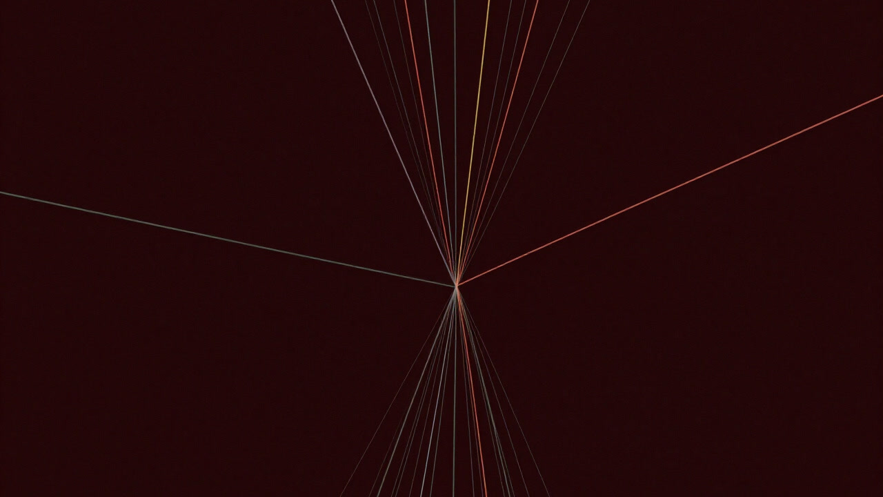 複雑な光の網に包まれつつも一点へ収束する抽象的な図形