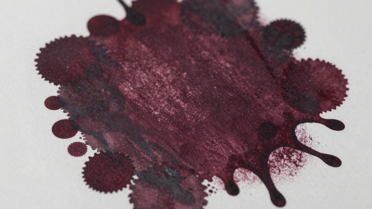 モノタイプのインクが滲み、紙に浮かび上がる予測不能な模様を捉えた写真