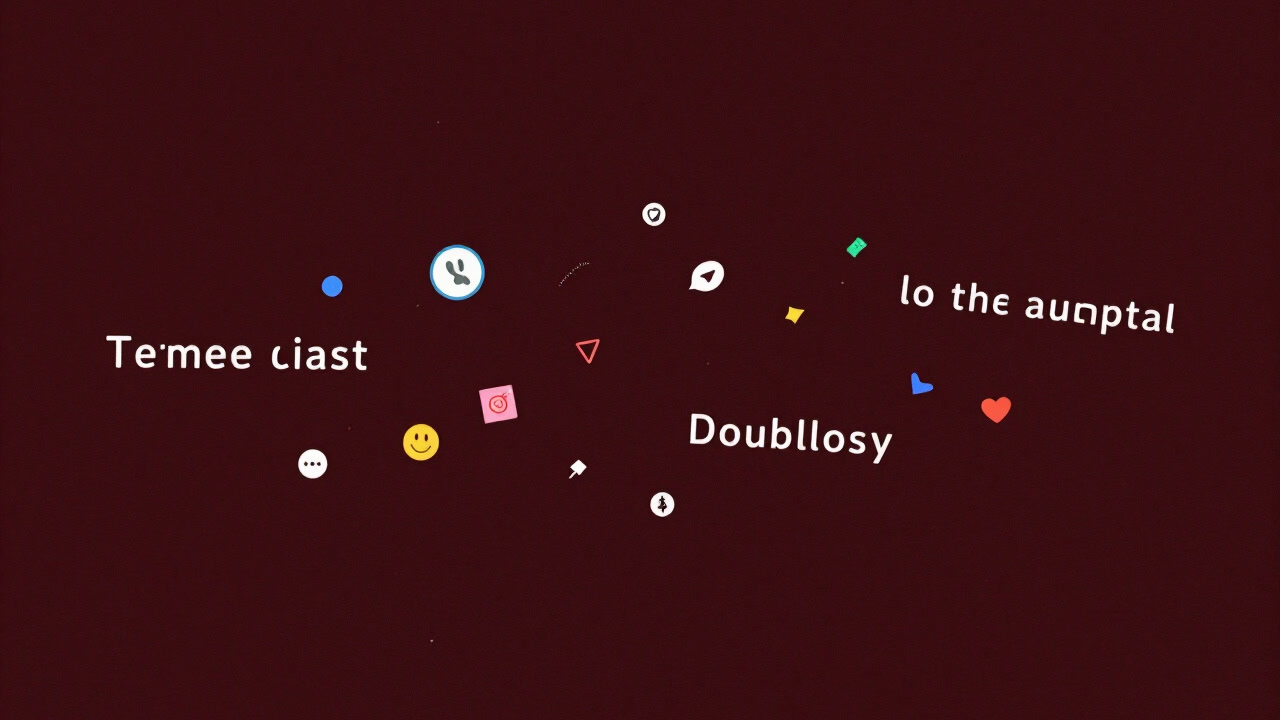 画面上で文字やアイコンが踊り続け、視覚的な過労を強いるモーショングラフィックスのイメージ