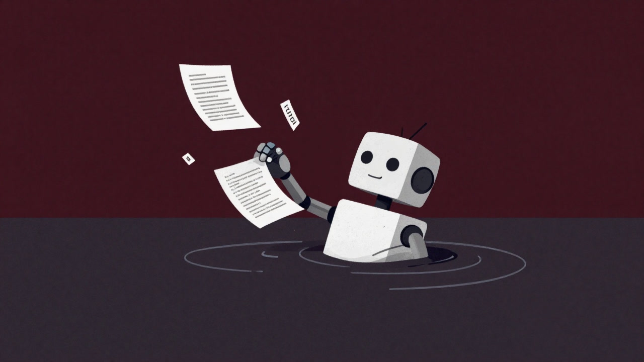 コンピュータの言葉を解読しようと苦悶するロボットのイラスト