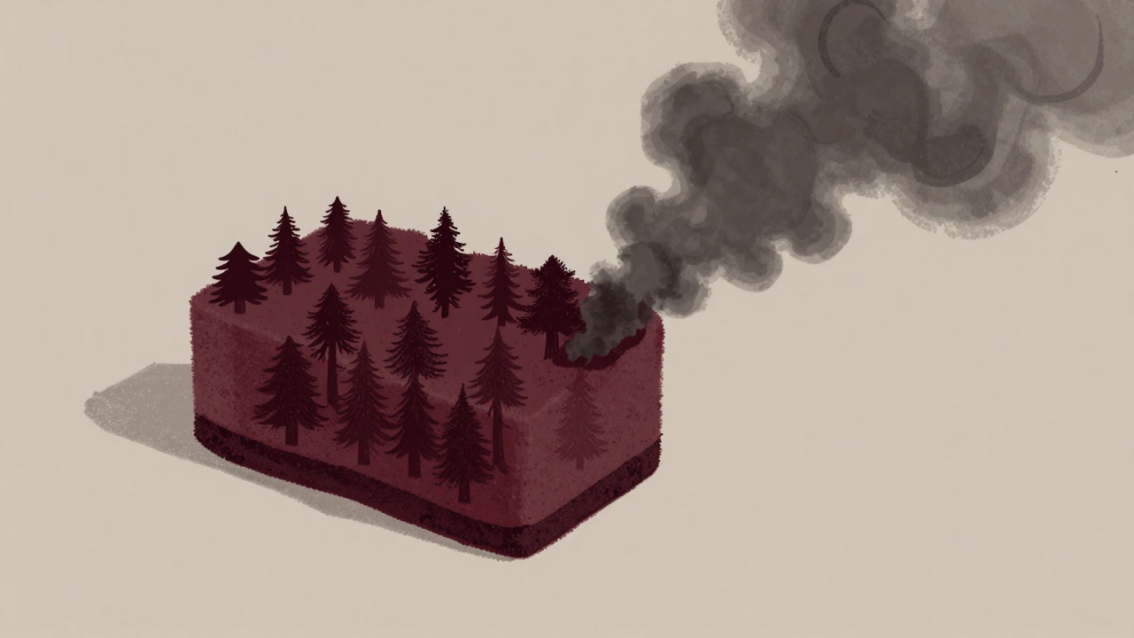 Illustration of a forest acting like a giant sponge absorbing CO2 from the atmosphere