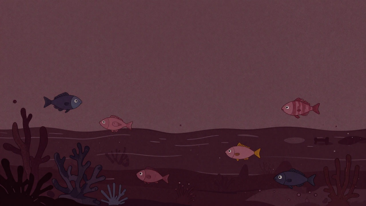 Satirical illustration depicting the ocean foaming like lemonade as coral reefs wither.