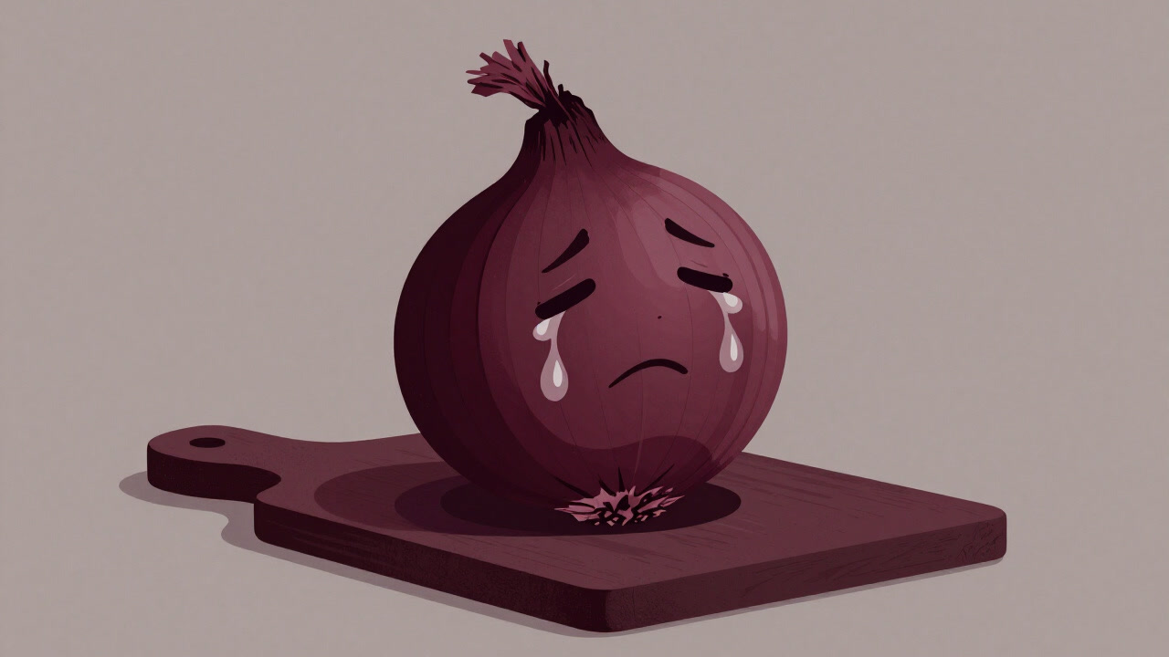 調理台の上で人知れず涙を流しながら存在感を放つ玉ねぎ