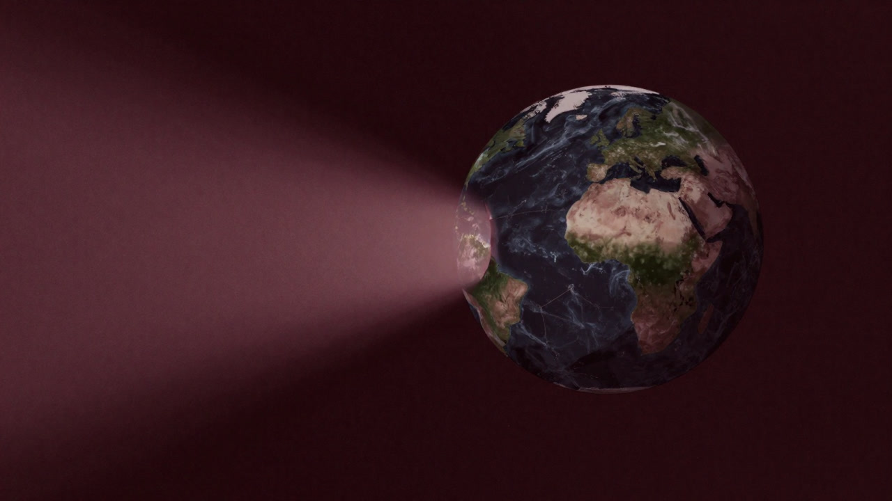 地球を背景に大きく開いた穴を通して紫外線が降り注ぐイメージアート