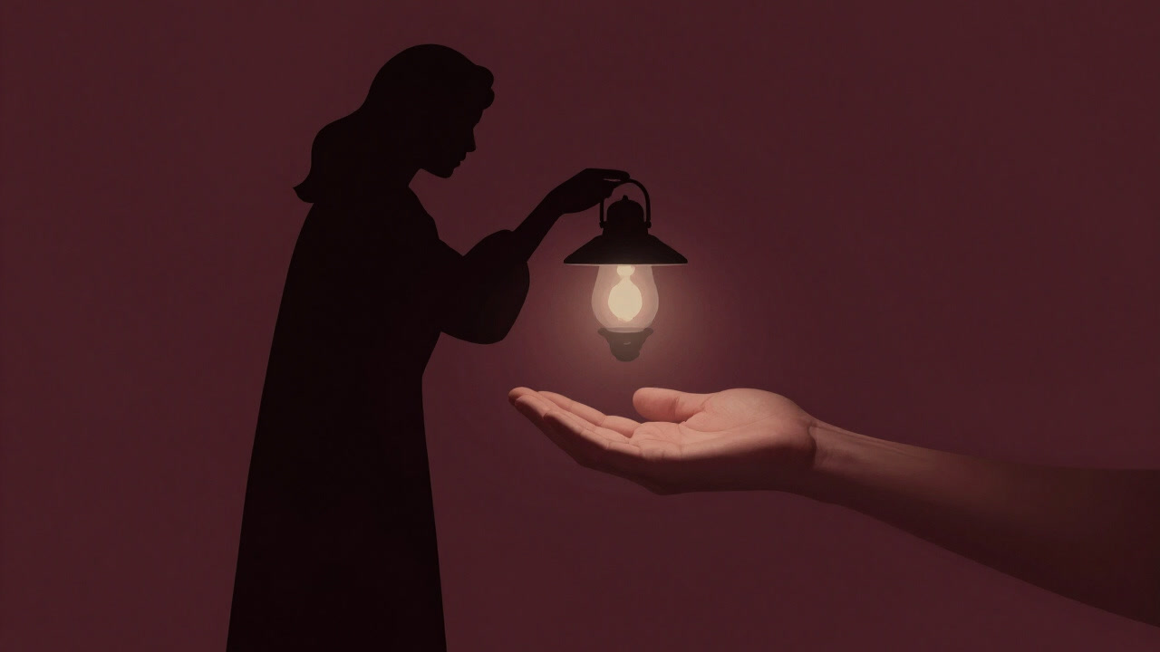 手のひらを覗き込む占い師のシルエットがぼんやり浮かぶ画像