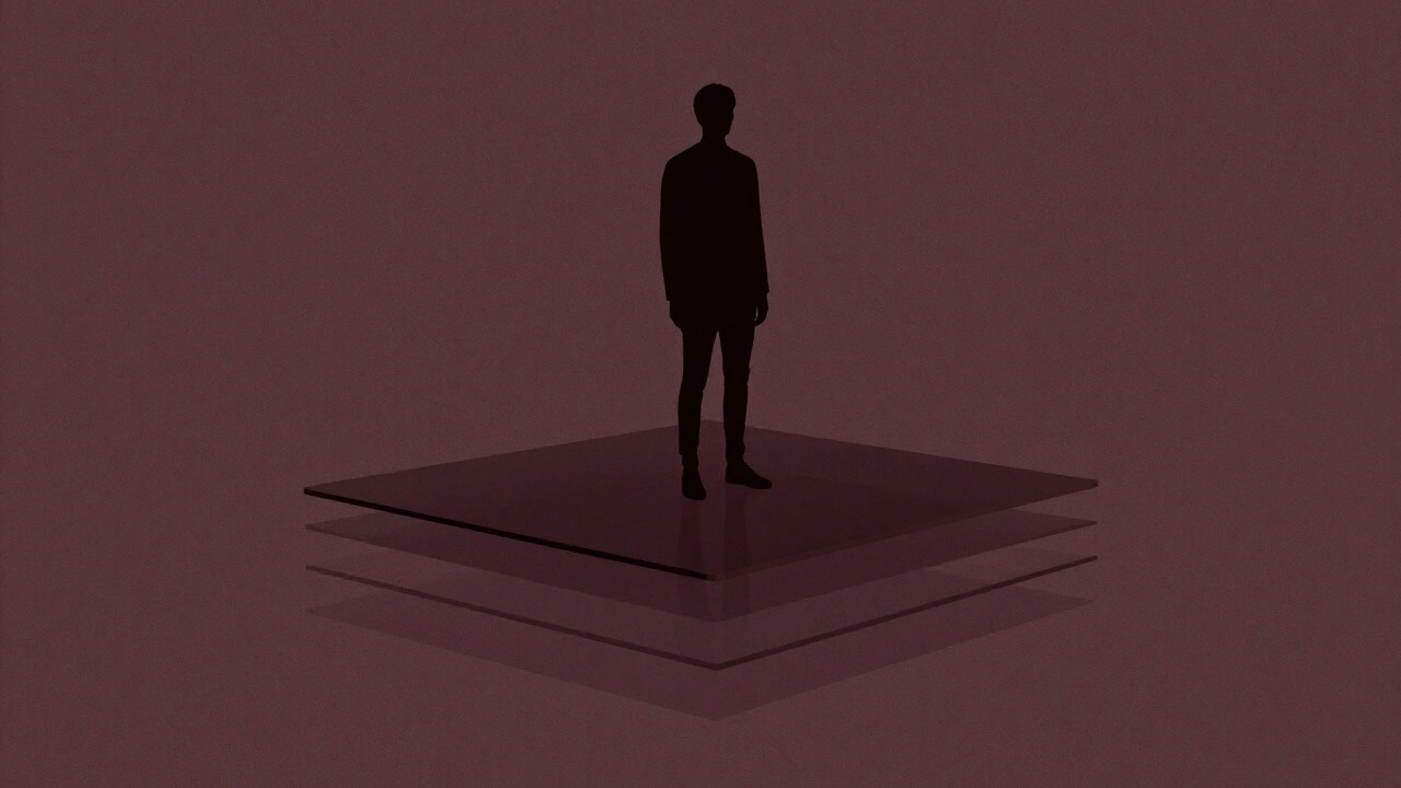 Illustration of a silhouette standing atop infinitely layered transparent planes