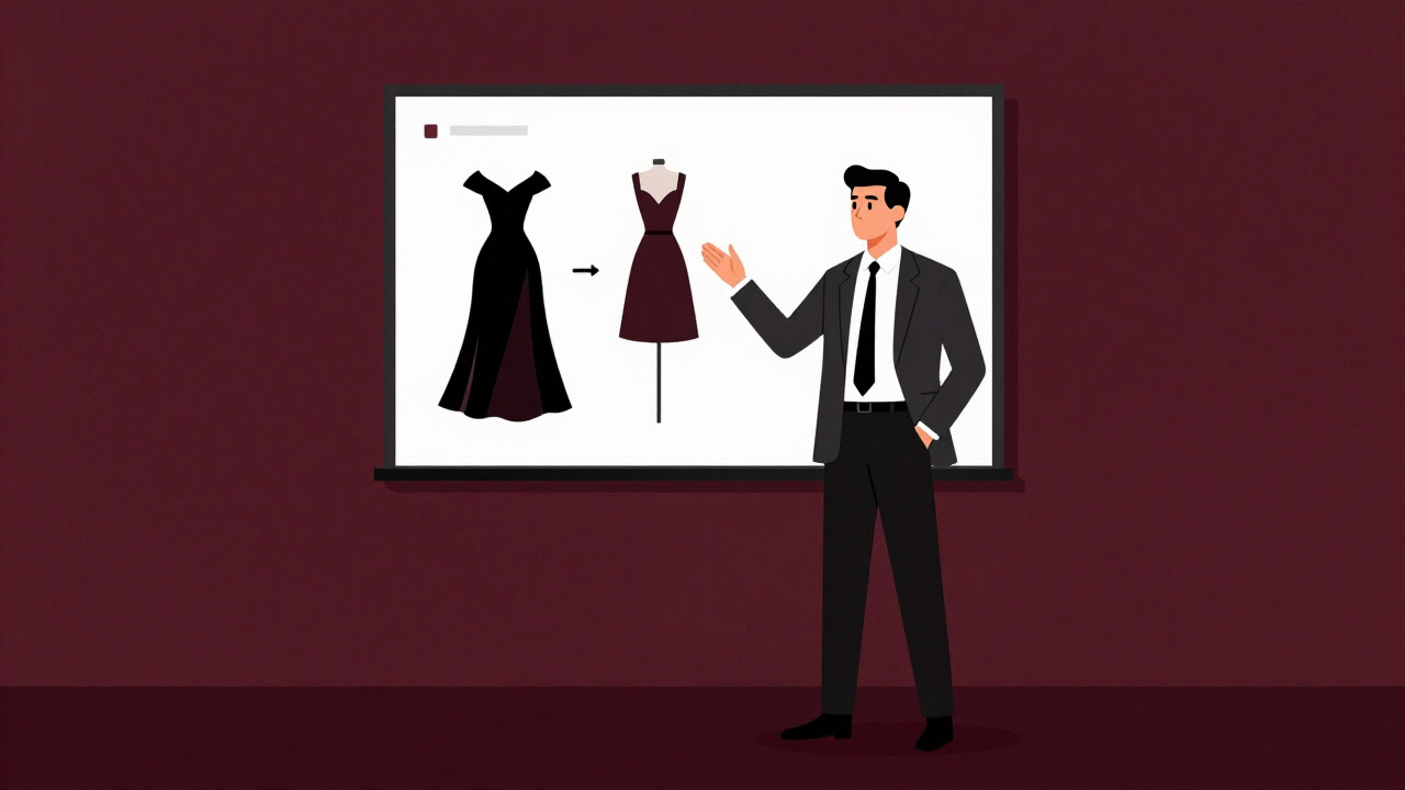 ランウェイを歩くビジネスマンが高らかに資料を掲げる姿