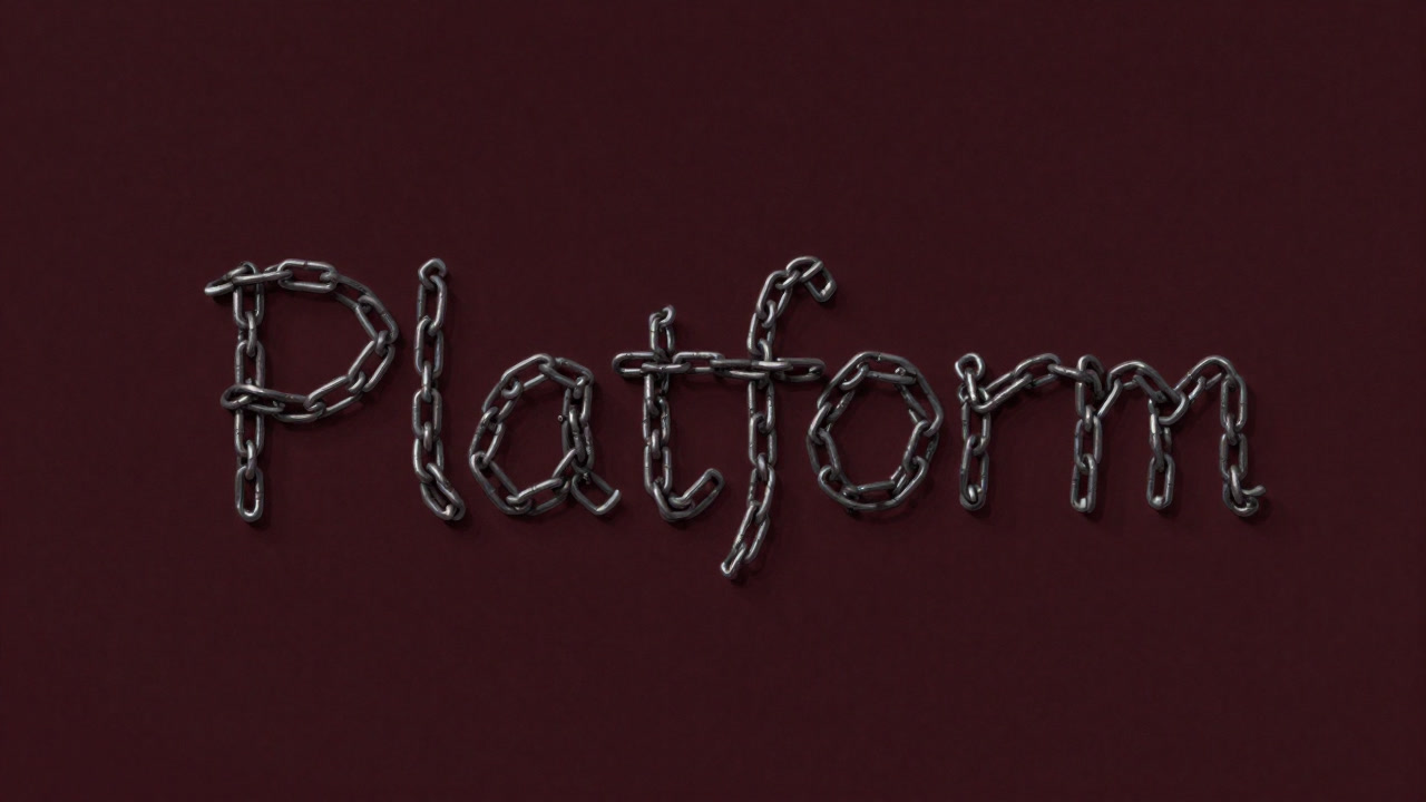 Image of the word "Platform" entangled in chains, symbolizing constraints