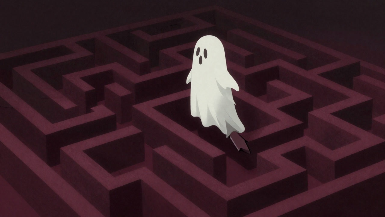 Illustration of a ghostly arrow wandering through memory blocks