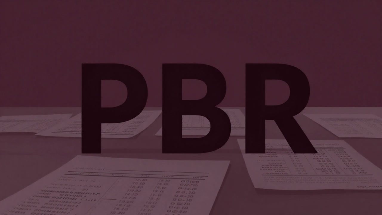 Illustration of the letters PBR reflecting like a mirror against a backdrop of financial statements