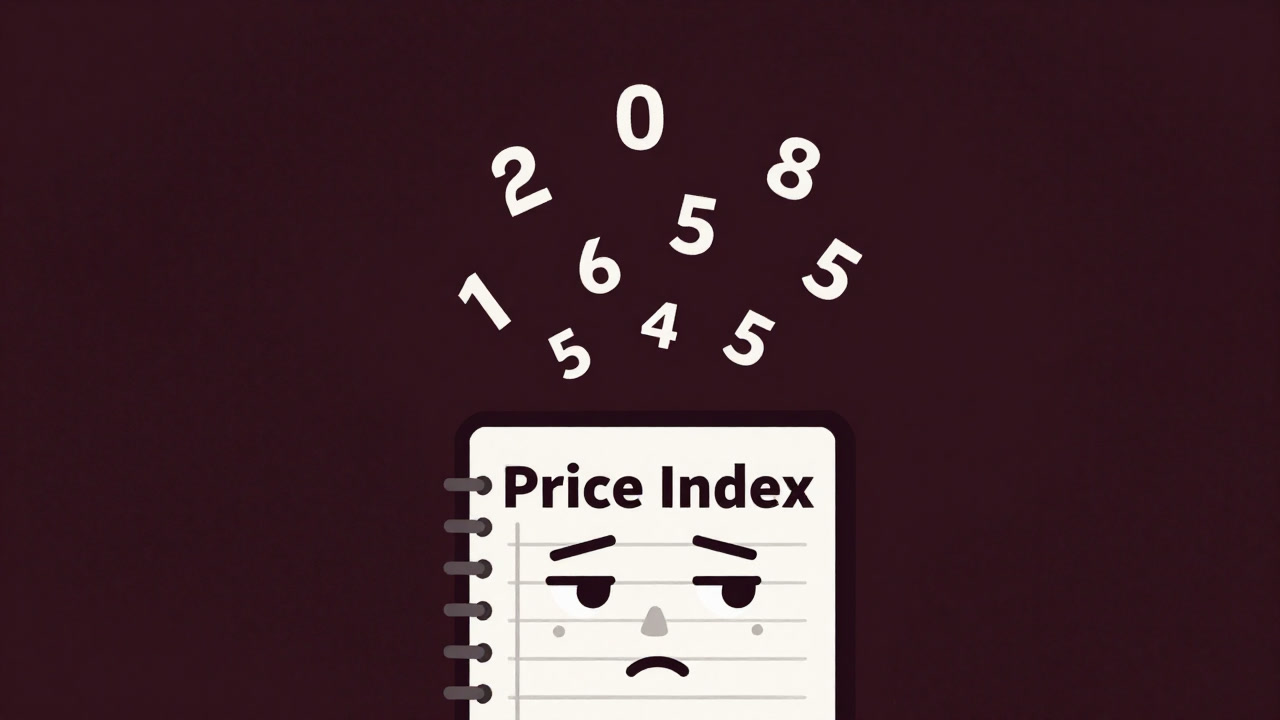 Illustration of numbers bouncing wildly on a report, with a household ledger showing a anguished expression.