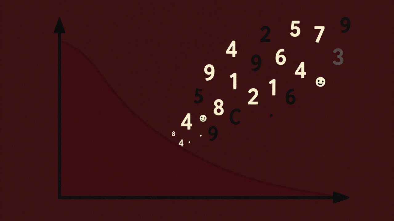 Illustration of a sea of numbers wavering on a probability distribution graph