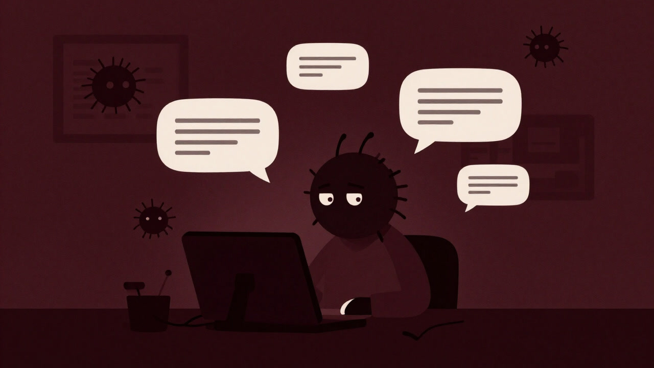 Image of a development environment buried under keyboard debris at late night