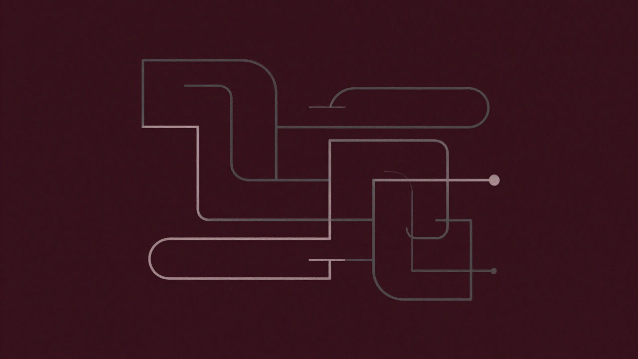 キャンバスの上で謎めいた線と曲線が緻密に絡み合い、美の方程式を乞うている様子