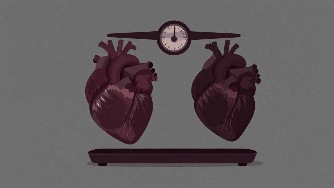 得より損を重くする天秤に翻弄される人間の心を表現したイラスト