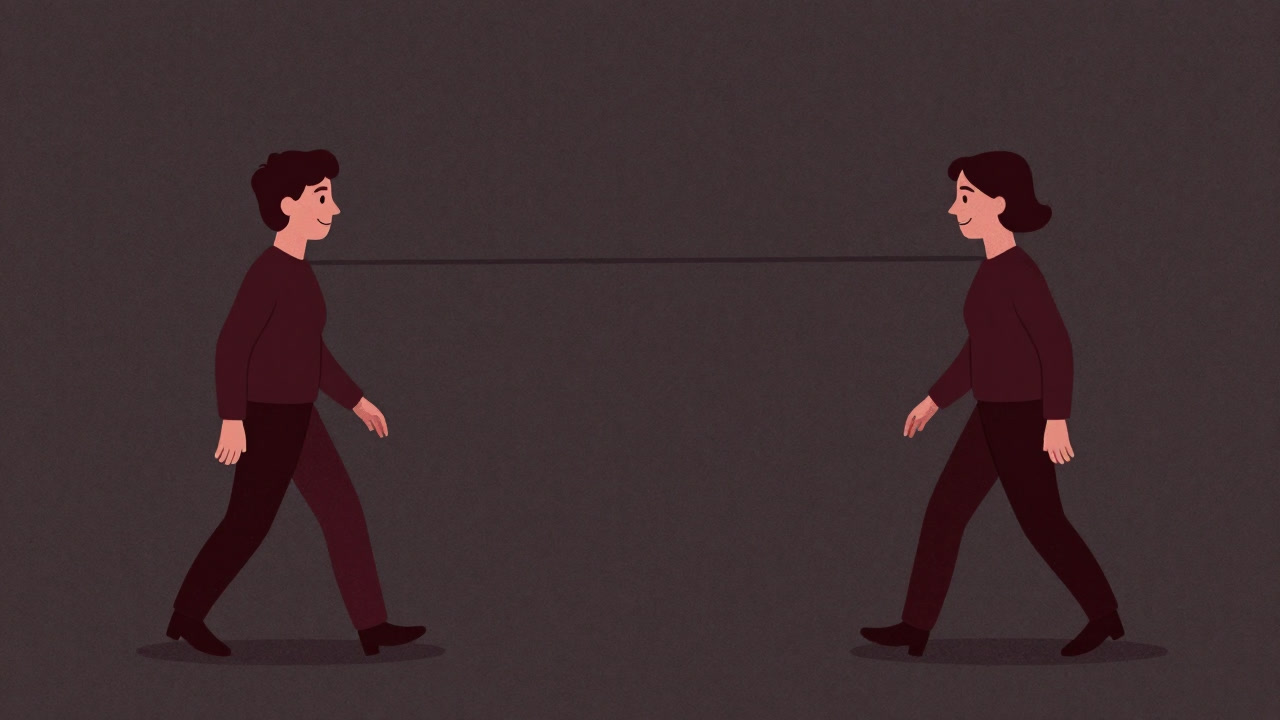 Illustration of two people drawn together like magnets, smiling across a barrier of space.