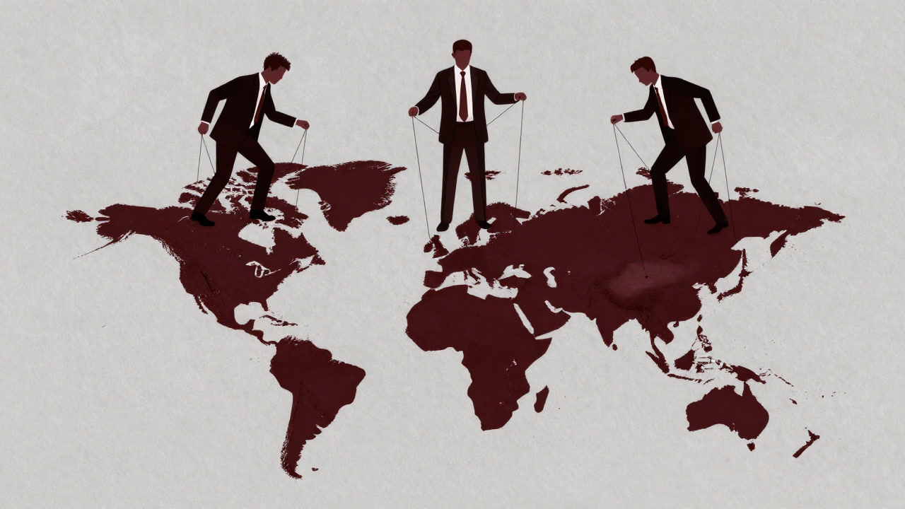 遠隔地の兵士をマリオネットのように操る影の人形使いたちのイラスト