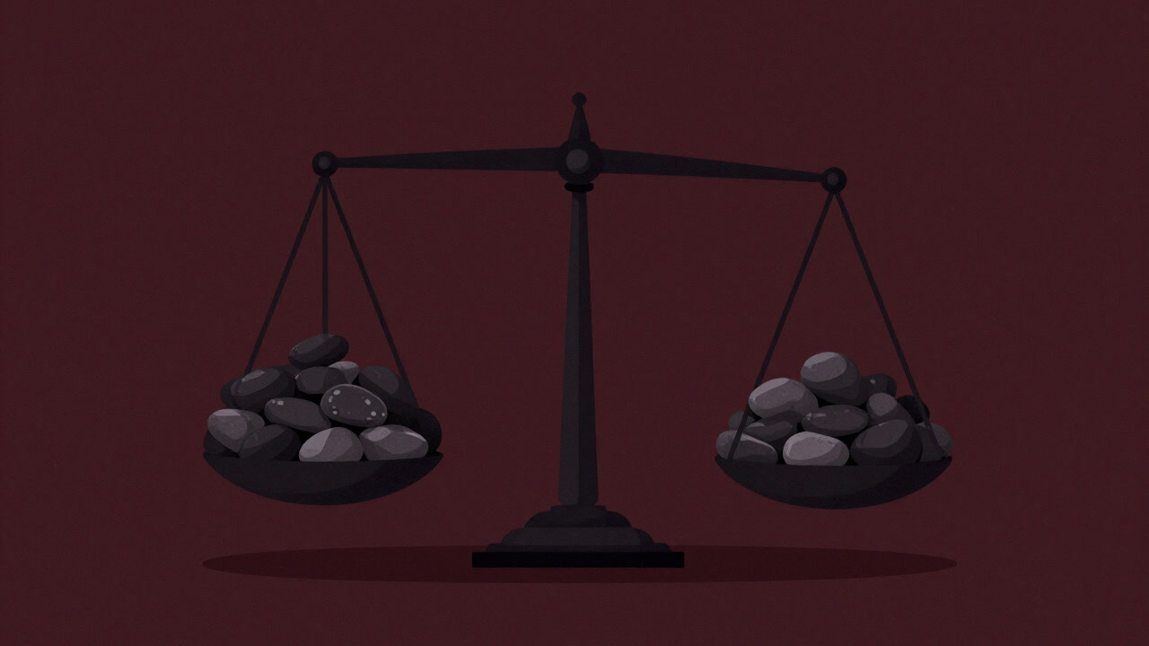 An image of countless pebbles piled on a balance scale, quietly evoking anxiety.