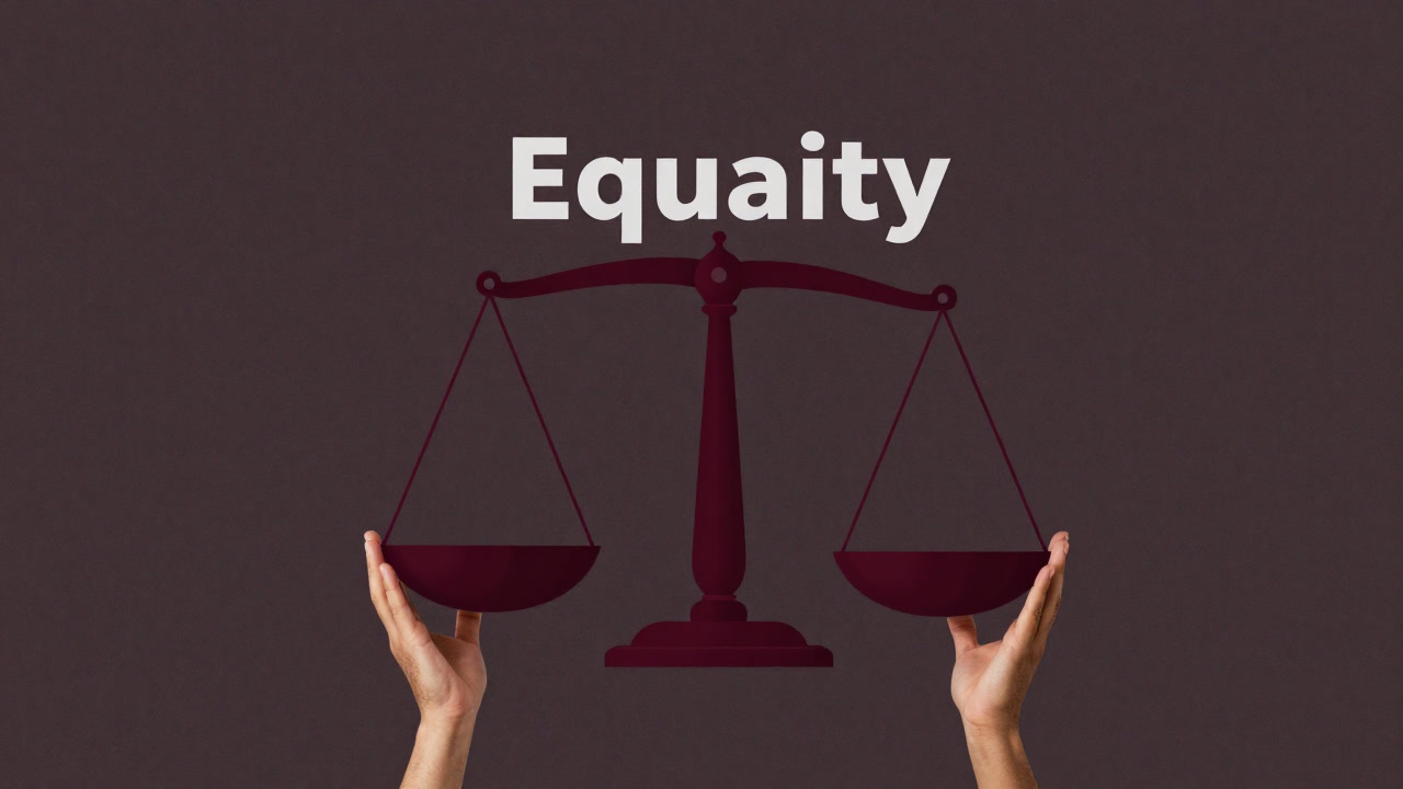 Illustration of hands of different skin tones trying to support a single scale together.