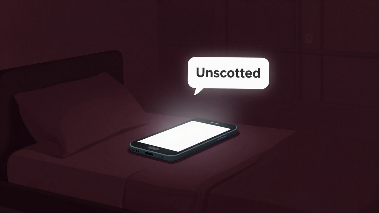 Illustration of a smartphone screen lighting up at midnight with a meaningless text message