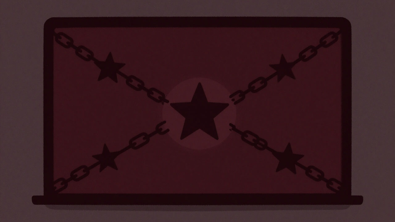 Image of stars chained together floating above a screen