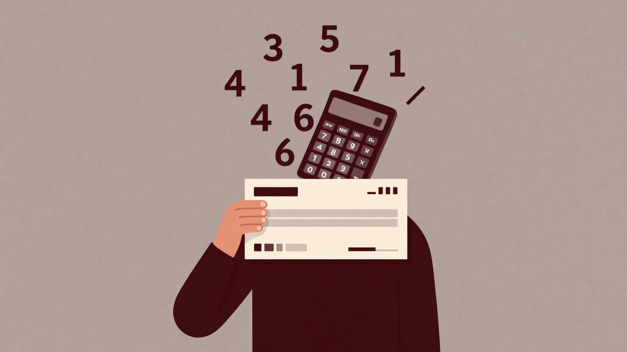 Illustration of a rebate check that appears to return to the customer but transforms into abstract numbers on a calculator