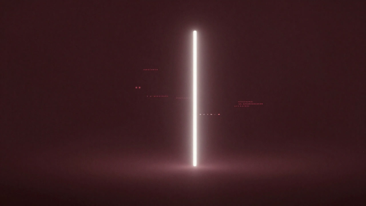 An image of a lone line glowing like a ruler amid a fog of scattered data points