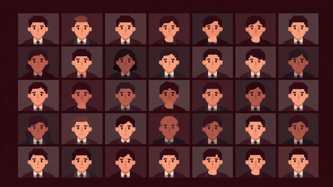 Multiple face icons lined up in a video conference screen