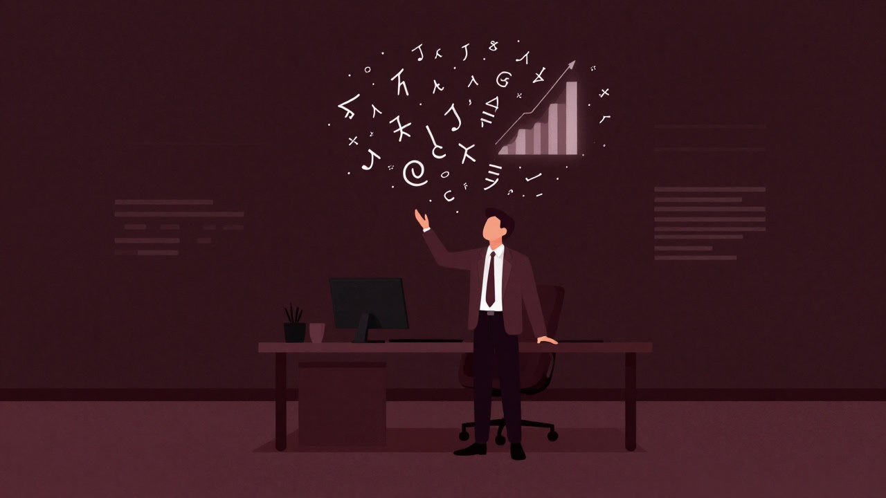 会議室のスクリーンに、星や魔法陣のように浮かぶグラフに見惚れるビジネスパーソン