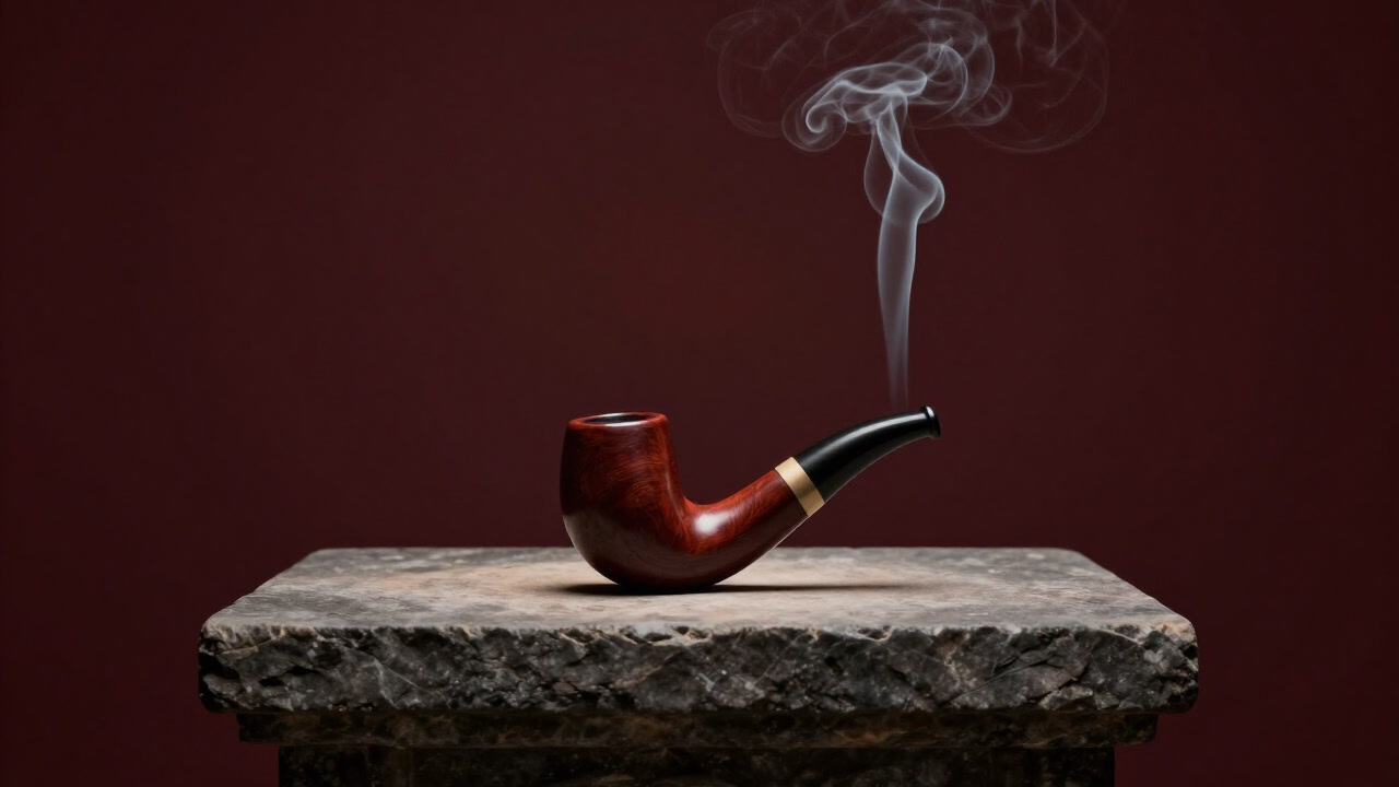 古びた儀式用パイプが蝋燭の明かりに照らされ、神聖さを演出する写真風画像