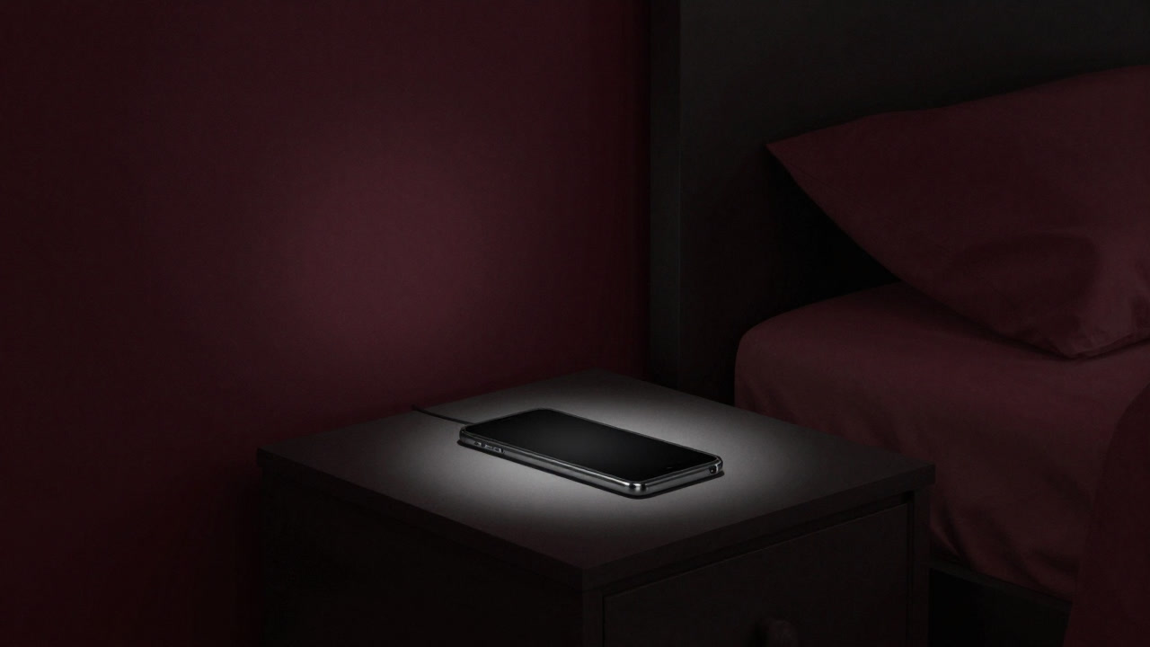 A smartphone lies in darkness in a dark room, anxiously awaiting the next glow of notifications.