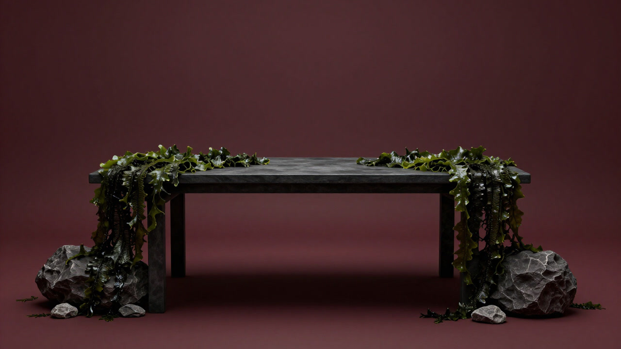 岩に貼り付いた海藻が不気味に揺れる食卓の写真