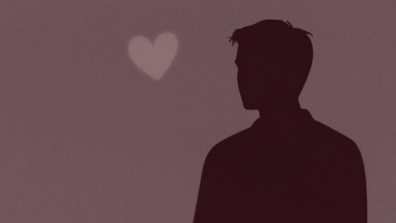 Illustration of a silhouette watching from behind with a faint heart floating above