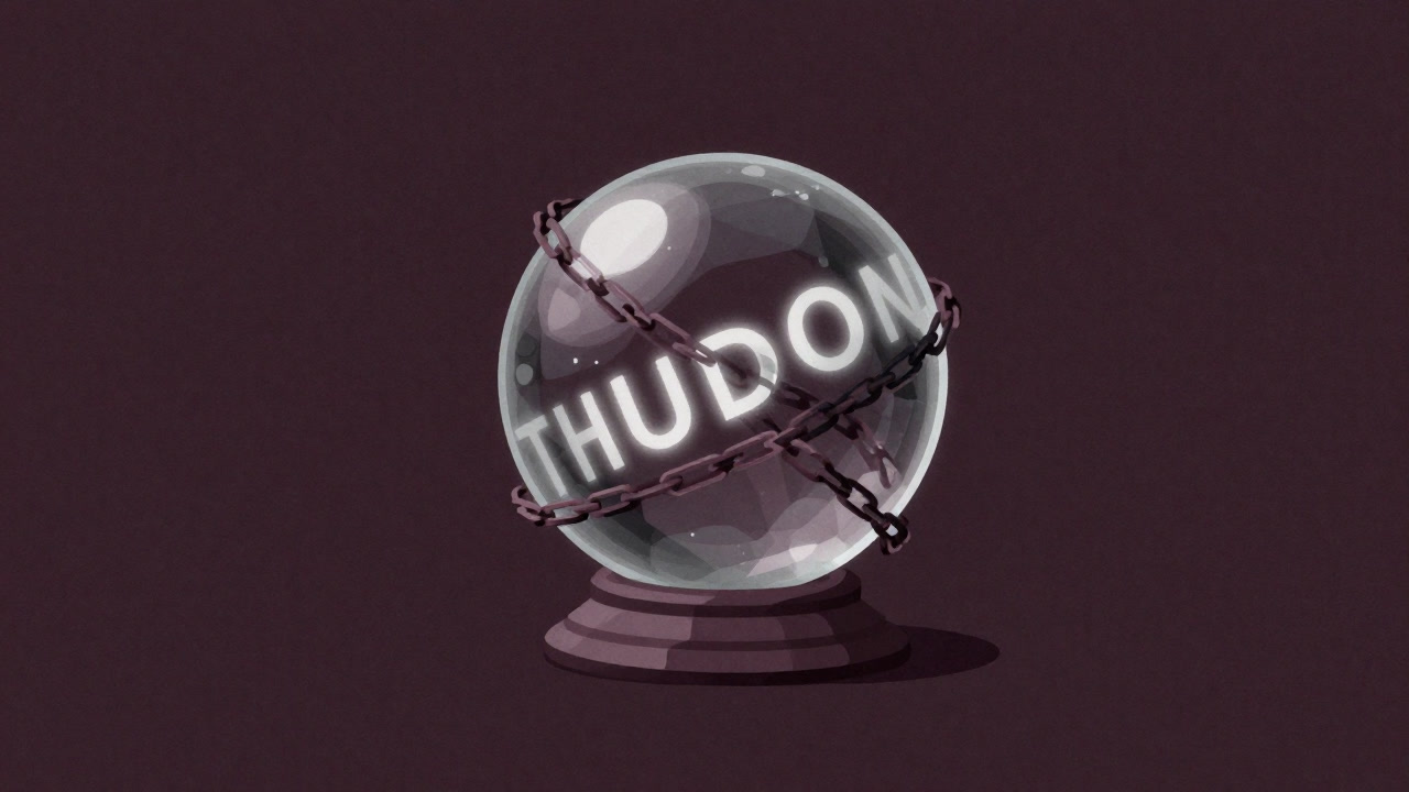 ガラス球の中で自らの文字が浮かび上がり、自らを縛る鎖となる予言のイメージ