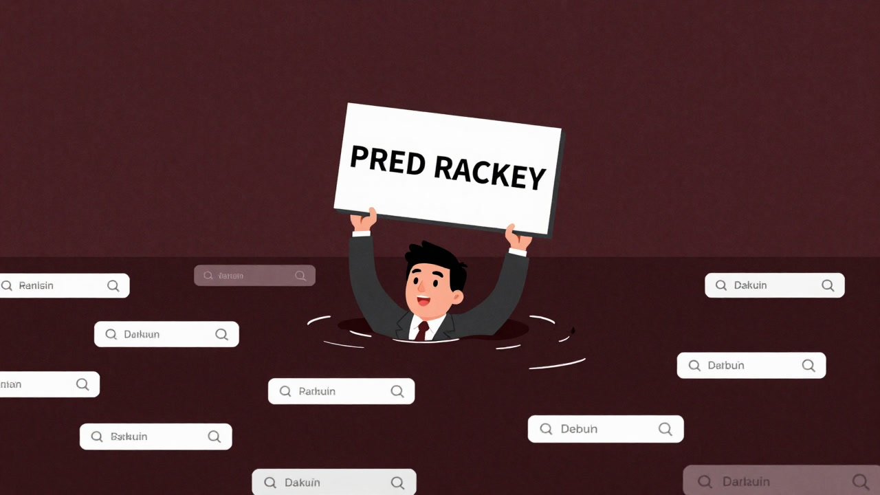 Silhouette of a person drowning in a sea of search results, transformed into an advertising beacon