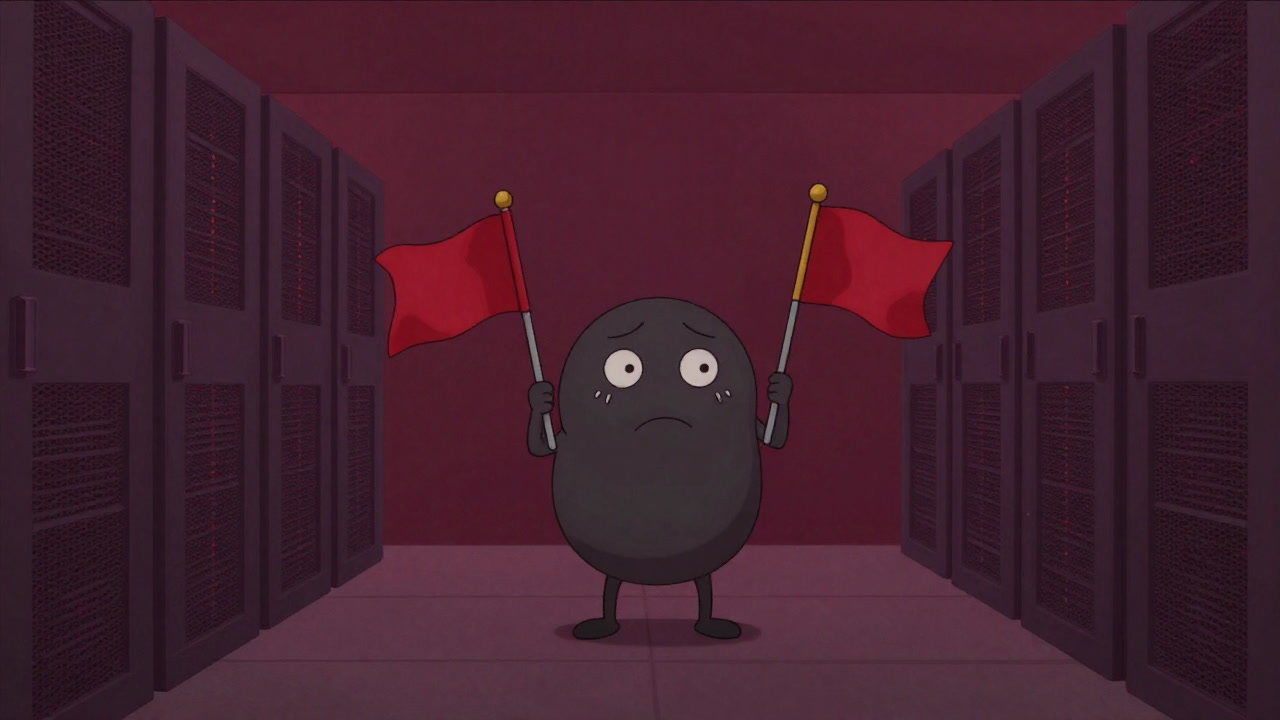 Anime-style illustration of a semaphore waving multiple flags with a confused expression