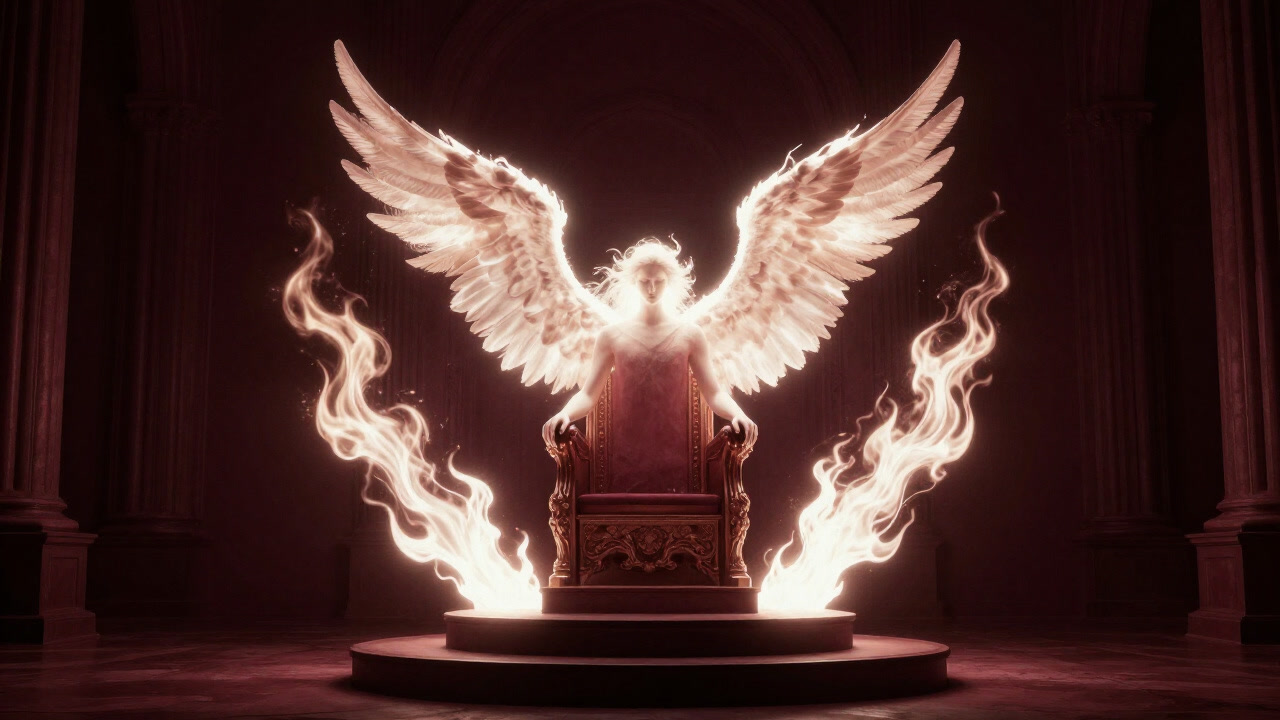 燃え盛る輪のような光彩を放ちながら天を巡る熾天使の姿