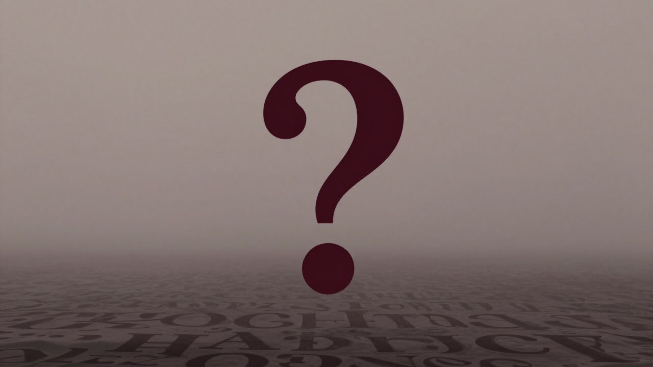 An abstract illustration of a void pointer floating over a sea of words shrouded in mist.